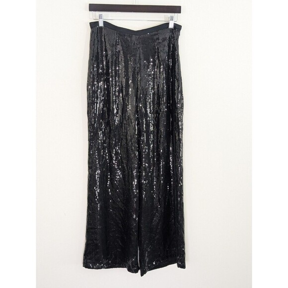 Neiman Marcus Pants - Neiman Marcus Exclusive Black Sequin Wide Leg Pants Sz 8 Formal Evening Party